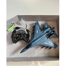 Uzaktan Kumandalı 2.4g Şarjlı Duman Atan Uçak Mavi 28 Cm