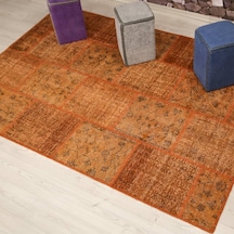 Patchwork El Dokuma Antik Anadolu Halı Orange Country Turuncu