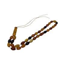 Renk Karması Doğal Kaya Damla Kehribar Tesbih 33lük 11,35x7,4mm 14 Gram