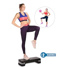 2 Kademeli Kaymaz Taban Fitness Egzersiz Step Tahtası+denge Topu