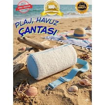 İntersunny Plaj Ve Havuz Çantası, Silindir Şekilli, Ayarlanabilir Omuz Askılı, Seyahat Çantası, Beyaz Ve Mavi Yıkanabilir Çok Amaçlı Çanta, Omuz Askılı, Spor Ayakkabı, Yüzme Ekipmanları İçin Beyaz- Mavi