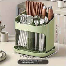 Fochsia Yeşil Duvara Monte Veya Tezgah Üstü Plastik Çatal Bıçak Saklama Kutusu - Büyük Kapasiteli Sökülebilir Kapak Yeşil