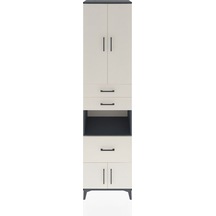 Hyperion Dolap 4 Raflı 3 Çekmeceli 4 Kapaklı 60x44x243 Antrasit-aytaşı Antrasit