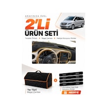 E-biz Mercedes Viano W447 2014-sonrası Uyumlu Torpido + Tay Tüyü Çanta - Siyah-kahverengi - Mb023