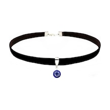 Bijustore Zirkon Taş Nazar Boncuklu Kadın Kadife Choker Kolye Sarı