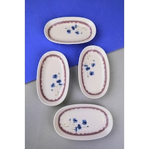 Tabak Evi Porselen Morden Oval Kayık Tabak 19x11x2,50cm 4 Parça Çok Renkli