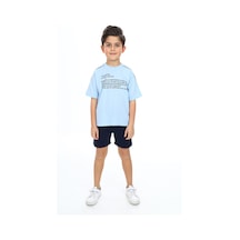 Toontoy Kids Toontoy Erkek Çocuk Inspıratıon Yazı Baskılı Şortlu Takım Mavi