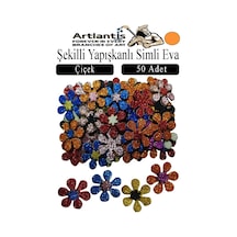 Şekilli Simli Eva Yapışkanlı 50 Li 1 Paket Kendinden Yapışkanlı Simli Eva Sticker Okul Öncesi Kreş Ana Sınıfı Turuncu