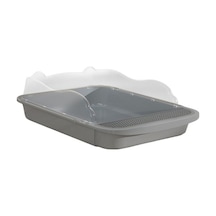 Mufunye Suntek Yarı Kapalı Derin Kedi Kumu Kabı 43x28x18cm Gri