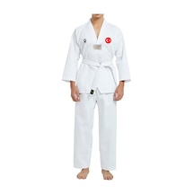 Dizispor Top Glory Fitilli Beyaz Yaka Baskılı Taekwondo Elbisesi Dobok Beyaz