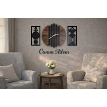Duvar Saati 40 Cm Çiçekler 30 Cm Canım Ailem Temalı No64 Çok Renkli