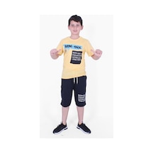 Fyk Kids Boom Sklk Yazı Baskılı Erkek Çocuk Alt-üst Kapri Takım Sarı