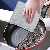 Telli Bulaşık Bezi Ovma Teli Pratik Çizmez Bulaşık Süngeri Açık Gri