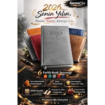 Gri Premium Deri Görünümlü Ajanda 14x20 Cm 7 Renk Seçenekli Sert Kapak Yönetici Planlayıcı Gri