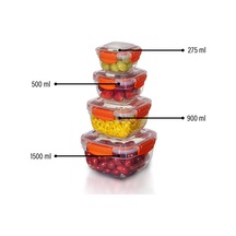4'lü Set Master Kare Saklama Kabı 275 Ml - 500 Ml - 900 Ml - 1500 Ml 001