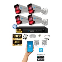 4 Kameralı AHD Full HD 9 LED 5MP Kamera Seti - 320GB HDD Dahil Gece (Siyah-Beyaz) Görüş