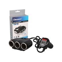 Olesson 1634 12-24v Tek Usb Girişli 120w 80cm Kablolu Dijital Voltaj Ekranlı 3'lü Araç Çakmak Çoklayıcı