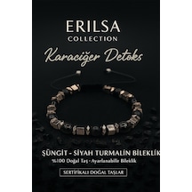 Sertifikalı Şungit Ve Siyah Turmalin Karaciğer Bilekliği Çok Renkli