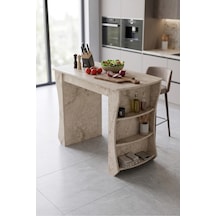 Mutfak Masası Mutfak Adası Ada Masa Bar Masası Kahvaltı Masası Raflı Çok Amaçlı Dolap Modern Masa 120x60 Cm 9835 Traverten Çok Renkli