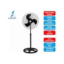 Vanti 130 Watt Sanayi Ayaklı Vantilatör Metal Pervane 46cm 19inç Kcf276