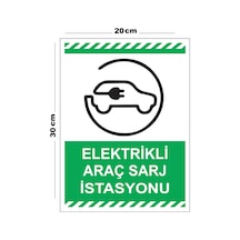 Metal Elektrikli Şarj İstasyonu 20cm X 30cm A4 Büyüklüğünde Uyarı Levhası Yönlendirme Tabelası