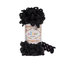 Alize Puffy El Örgü İpi (5 Li Paket) - 60-Siyah