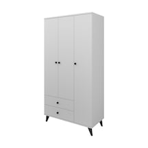 Simple Gardırop 5 Raflı 2 Çekmeceli Tek Askılı 90x44x176 Beyaz Beyaz