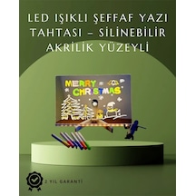 Şık Ve Modern Led Pano Neon Işıklı Silinebilir Akrilik Yazı Tahtası, 7 Renkli Kalem Dahil Siyah