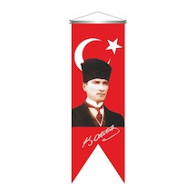 Kemal Atatürk İmzali Türk Bayrağı Saten Kırlangıç Flama Kemal Atatürk İmzali Türk Bayrağı Saten Kırlangıç Flama