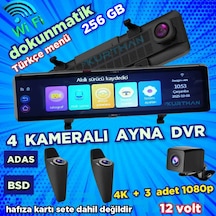 4 Kameralı 11.26'' Dokunmatik Dvr Ayna Monitör 256 Gb 12 Volt Adas-bsd Wifi