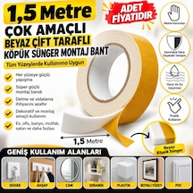 Çok Amaçlı Tüm Yüzeylerde Kullanıma Uygun Beyaz Çift Taraflı Köpük Sünger Montaj Bant Adet Fiyatıdır Diğer