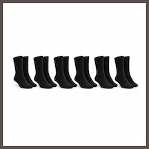 Bezos Unisex Siyah Soket Çorap 6'lı Set Düz Basic Ribanalı Günlük Spor Esnek Rahat Uzun Çorap Konforlu Set Nxrlvng