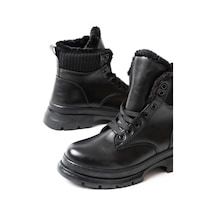 Asm-080 Siyah Bağcıklı Günlük Kadın Bot Acı Kahverengi