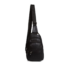 Newish Polo Unisex Siyah Vegan Suni Deri Kulaklık Çıkışlı Çapraz Omuz Ve Göğüs Çantası Günlük,seyahat,okul Siyah