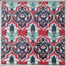 Armada Çini 20X20 Cm Ed 309 Kırmızı Madalyon El Dekoru Çini Pano