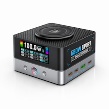 Ultratekno Wlx-r8a 680w Gan 8 Port Pd 3.1 Hızlı Şarj İstasyonu Kablosuz Şarj Destekli Usb Type-c Laptop Telefon Tablet Şarj Cihazı Siyah-Gri
