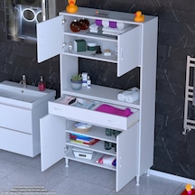 Modilayn Arda Banyo Dolabı 90x173x32,5cm 1 Çekmece 4 Kapak Ve 7 Raflı İhtiyaca Uygun Kolay Kurulum Beyaz
