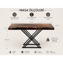 Epoksi Şeffaf Döküm Ceviz Masa Çok Renkli
