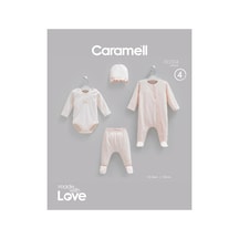 Caramell Pamuk Fashion Girl Body Ve Pantolon 4'lü Set 50-62 Cm 0-3 Ay Somon Crml.smn.bpk2264