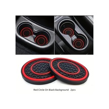 Zhanglei001 2 Adet Pvc Çift Halka Araç Bardaklığı Tabanı - Kırmızı, Kaymaz, Toz Geçirmez, Evrensel Kırmızı