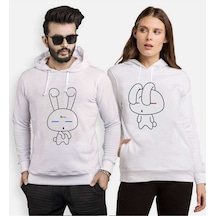 Tshirthane Sevimli Tavşan Sevgili Kombinleri Kapüşonlu Kombini