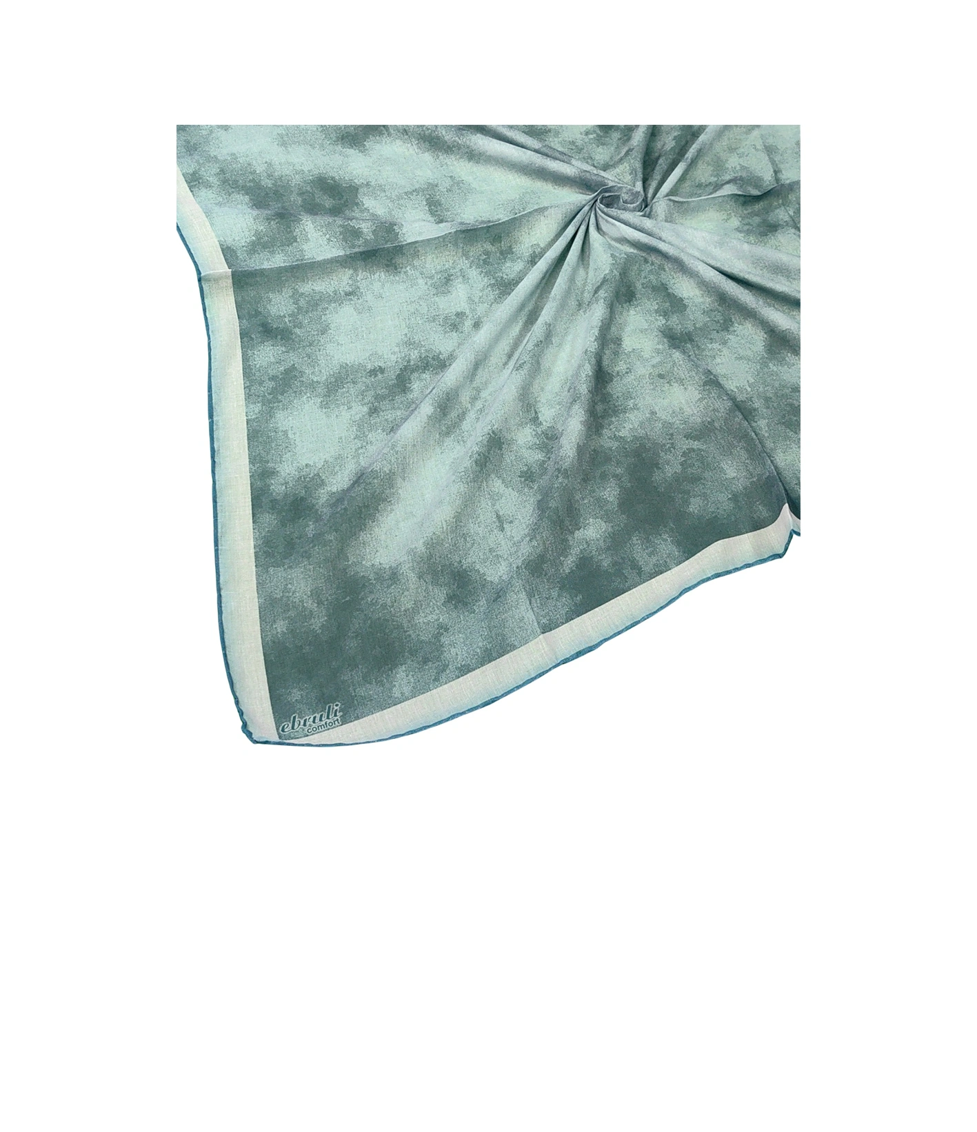 Mim Eşarp Ebruli Soft Pamuklu Desenli Eşarp - 95x95 Cm PETROL YEŞİLİ