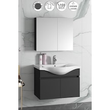 Yıldız 80 Cm Antrasit Gri Mdf Lavabolu Asma Banyo Dolabı Takımı Antrasit - Gri