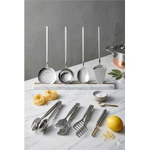 8 Parça Paslanmaz Çelik Mutfak Seti Spatula Maşa Kepçe Yan Soyacak Servis Aletleri Çeyiz Seti