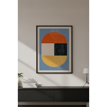 Huhuli Ahşap Siyah Çerçeveli Soyut Geometrik Desenli Tablo Huhu600
