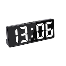 Masa Saati Derece Alarm Takvim Pil Dahil Değildir +şarjlı Led Işıklı Dijital Siyah