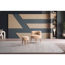 Panda Çay Seti Berjer Ve Puf Takımı Salon, Balkon, Ofis 2 Li Takım Bej Bej