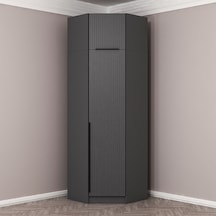 Kale 1 Kapaklı Köşe Dolap + Yüklük Antrasit Antrasit 235cm Antrasit