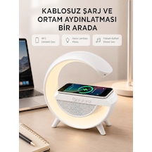 Mey İthalat Bluetooth 5.0 Hoparlör - Kablosuz Şarj, Rgb Gece Lambası Ve Fm Radyo Renkli