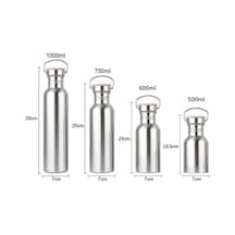 Supermarket1 Paslanmaz Çelik Bambu Matarası - 12-24 Saat Isıtma/sıcak Tutma - Bpa İçermeyen Spor Maması